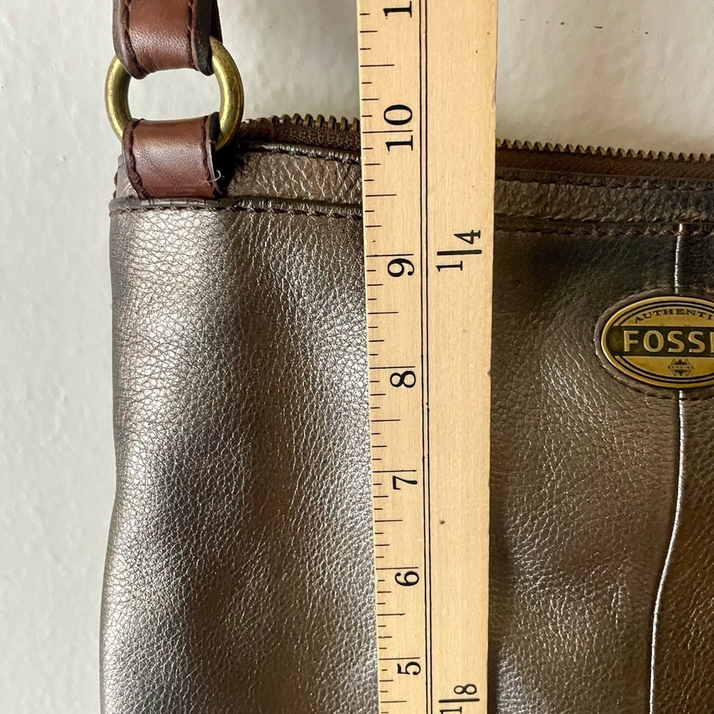 Vintage Fossil Crossbody Bag Purse Leather Metallic Bronze - Picture 6 of 9